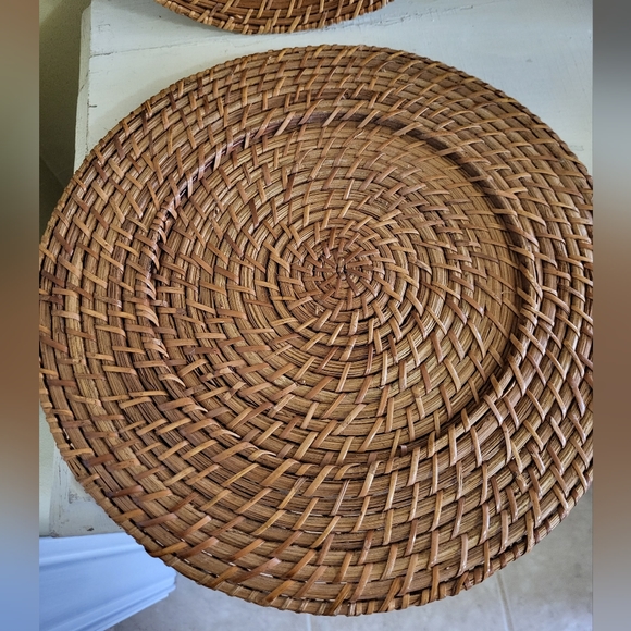 Dining Vintage Wicker Rattan Plate Chargers Set Of 4 Poshmark